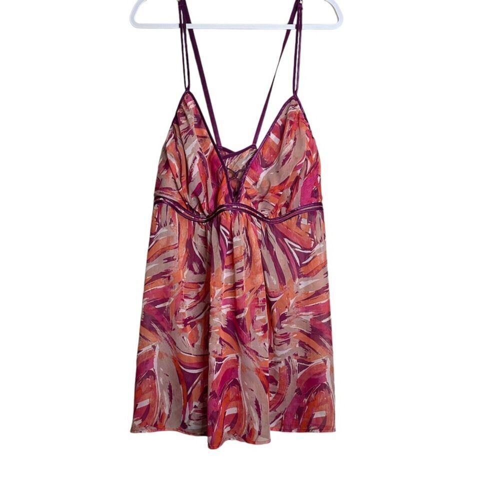 Vintage Cacique Babydoll Nightgown Womens‎ 22/24 Pink Red Adjustable Straps Y2K